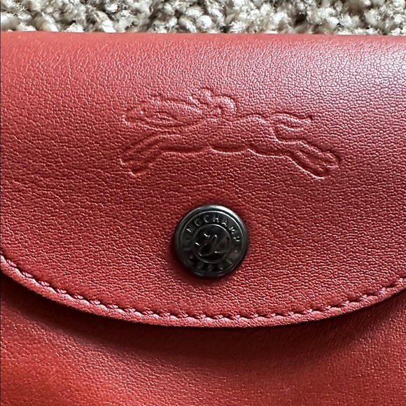 Longchamp Le Pilage Cuir Red Leather Crossbody Bag - Picture 2 of 9